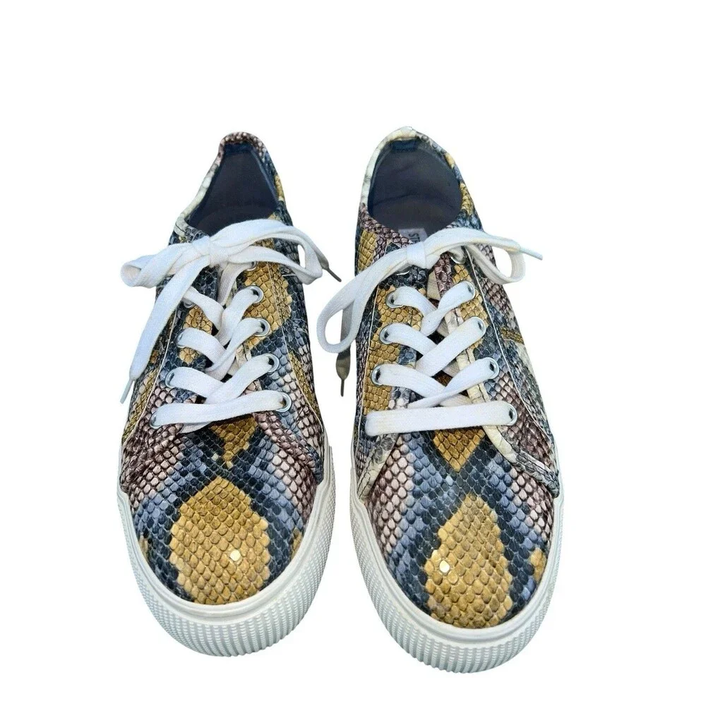 Steve Madden Emmi Women's 8M Platform Snake Print Sneakers VGUC Vegan Colorful